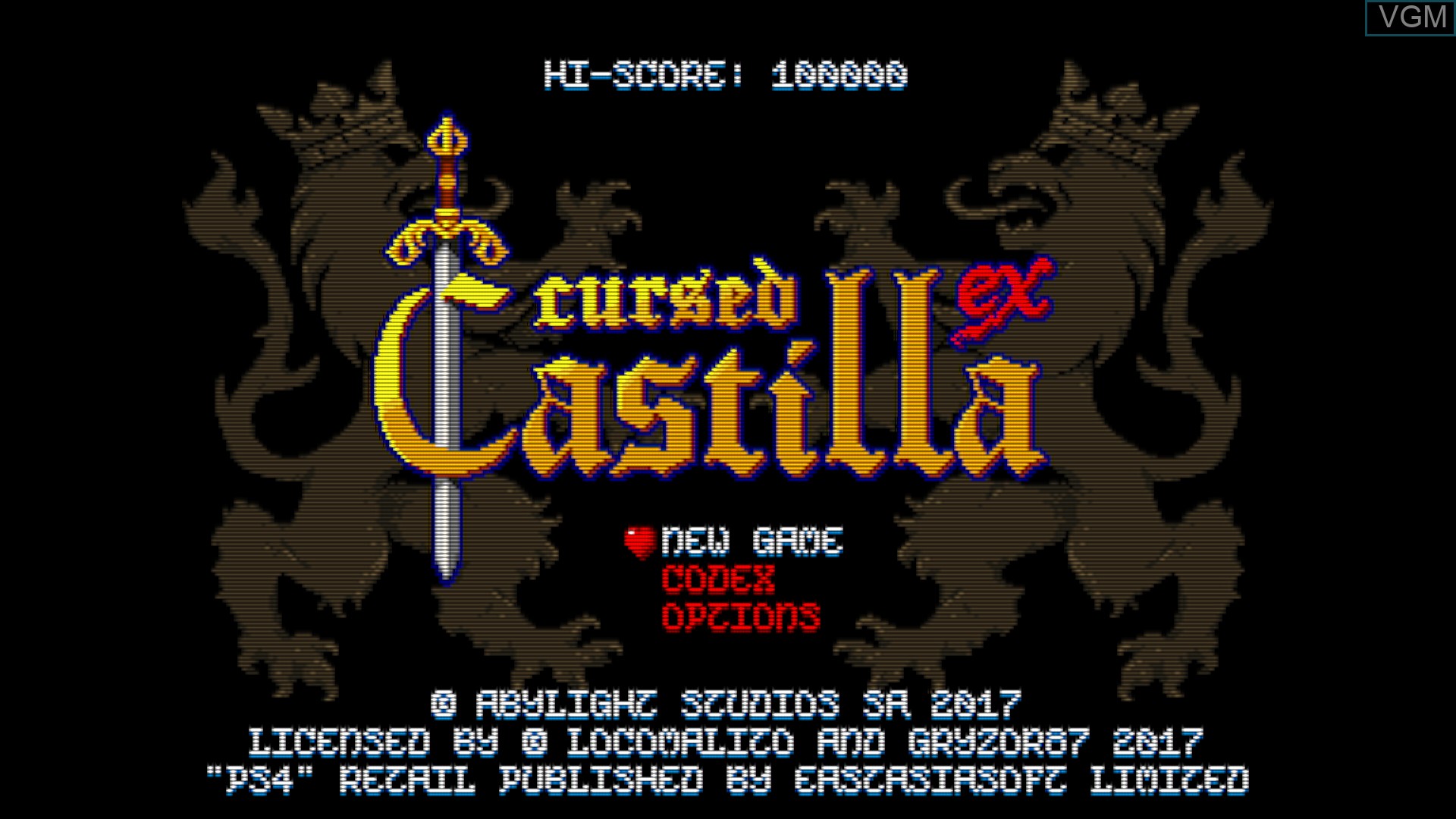 Menu screen of the game Maldita Castilla EX - Cursed Castilla on Sony Playstation 4
