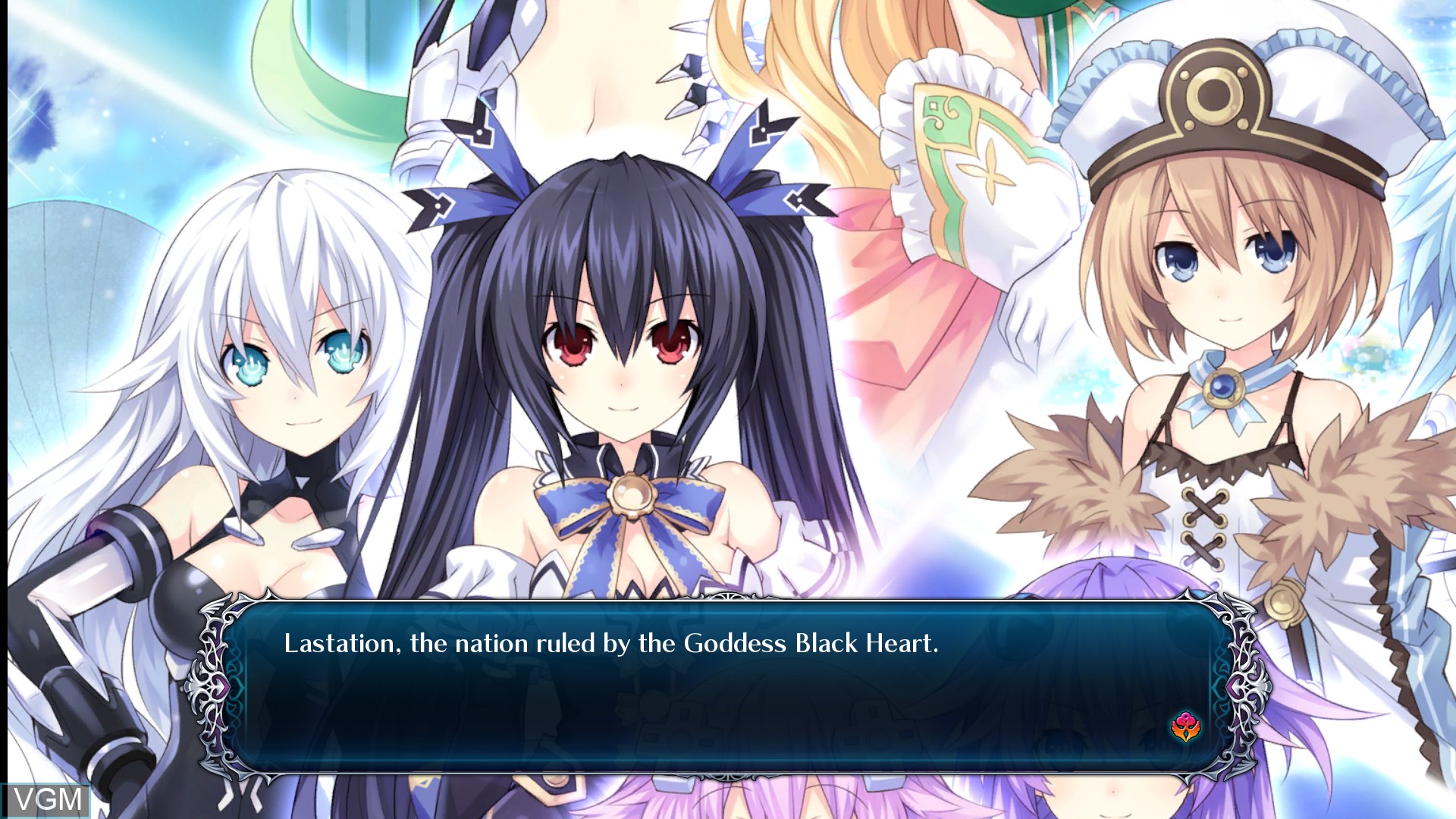 Menu screen of the game Cyberdimension Neptunia - 4 Goddesses Online on Sony Playstation 4