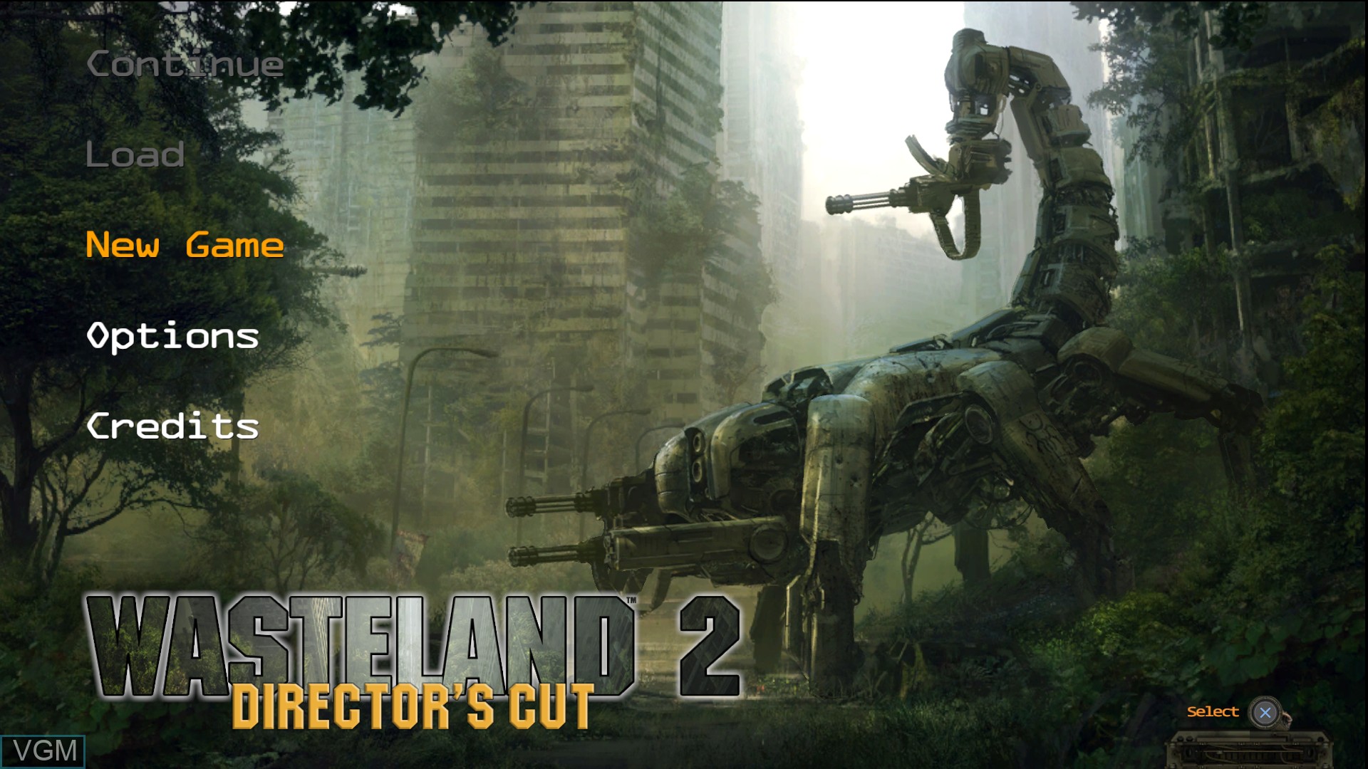 Menu screen of the game Wasteland 2 - Director's Cut on Sony Playstation 4