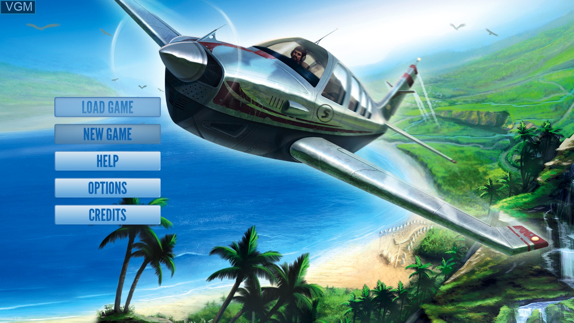 Menu screen of the game Island Flight Simulator on Sony Playstation 4