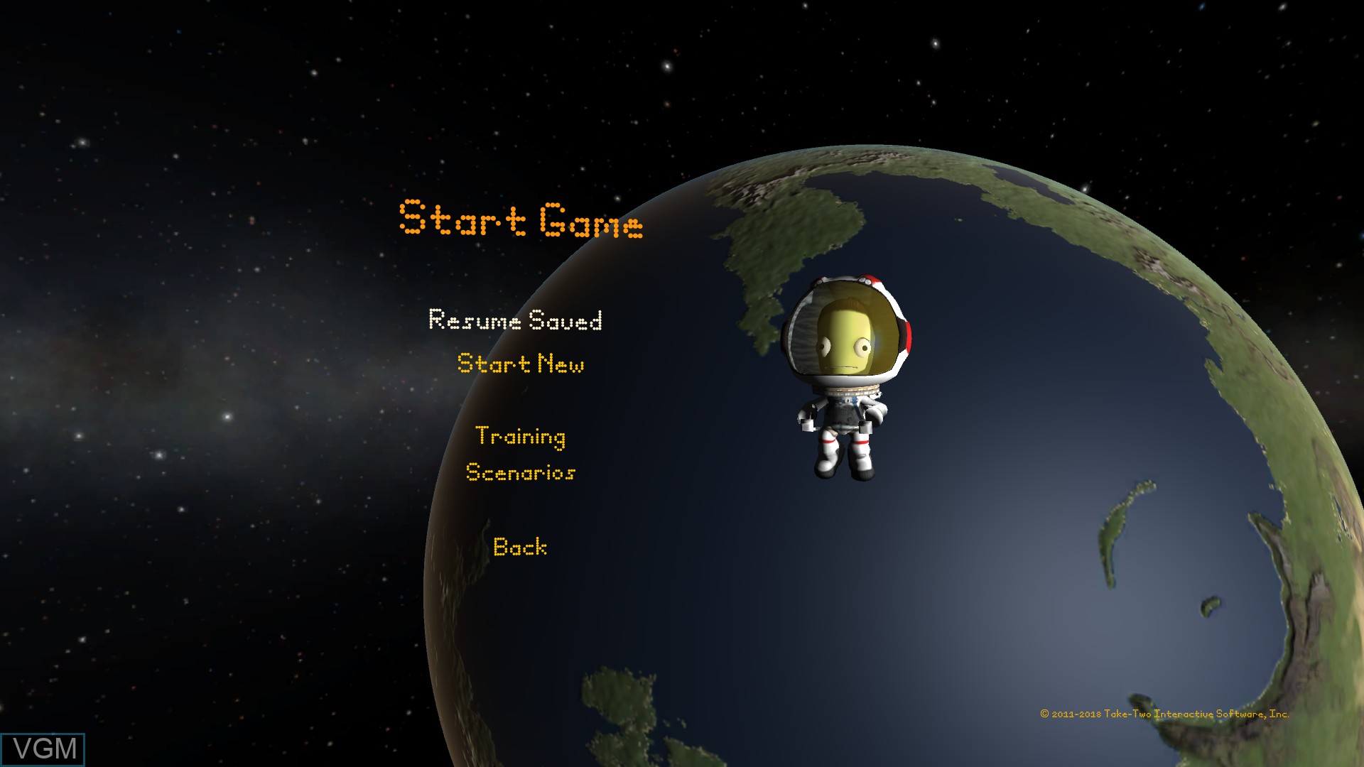 Menu screen of the game Kerbal Space Program on Sony Playstation 4