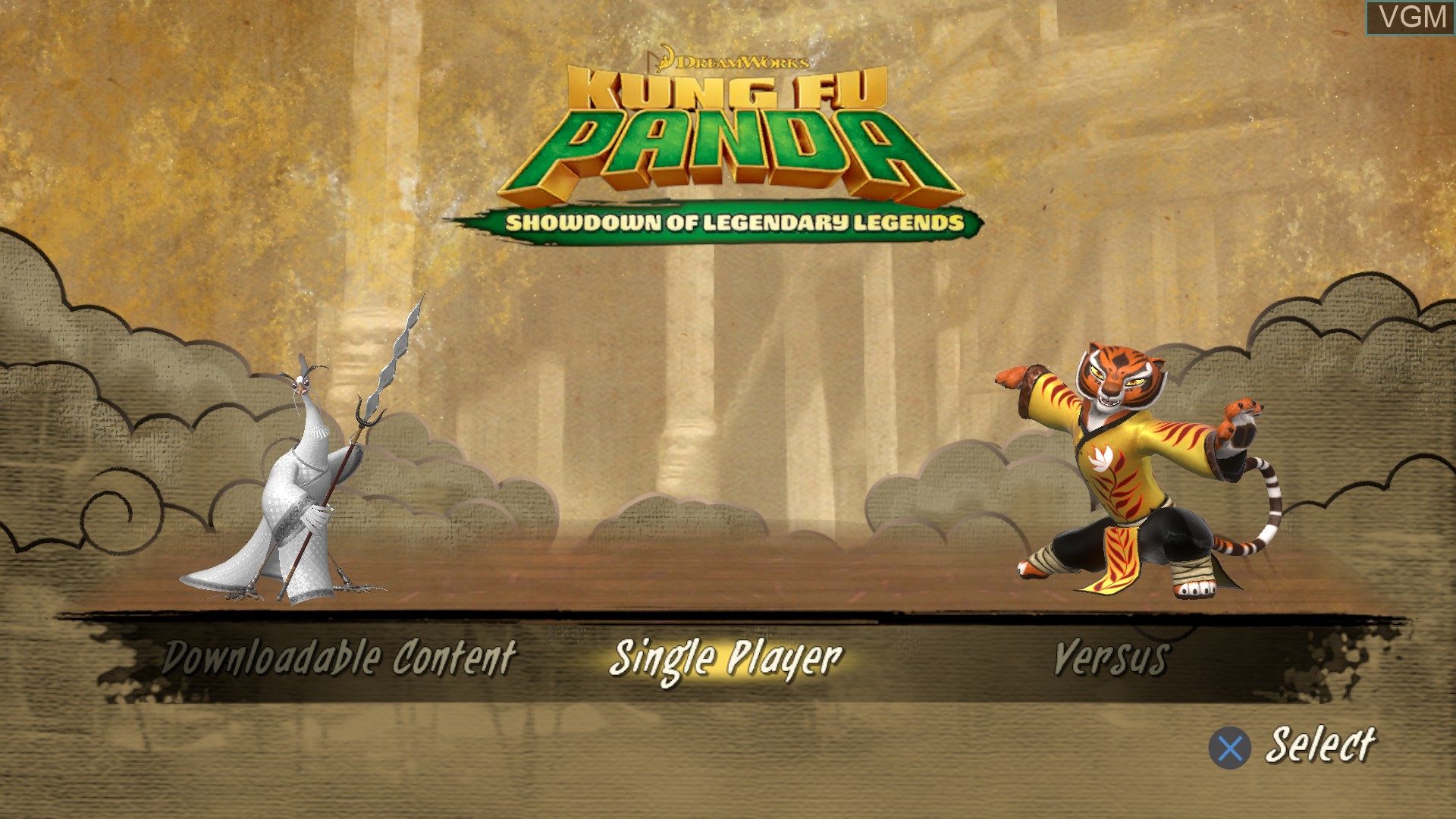 Menu screen of the game Kung Fu Panda - Showdown of Legendary Legends on Sony Playstation 4