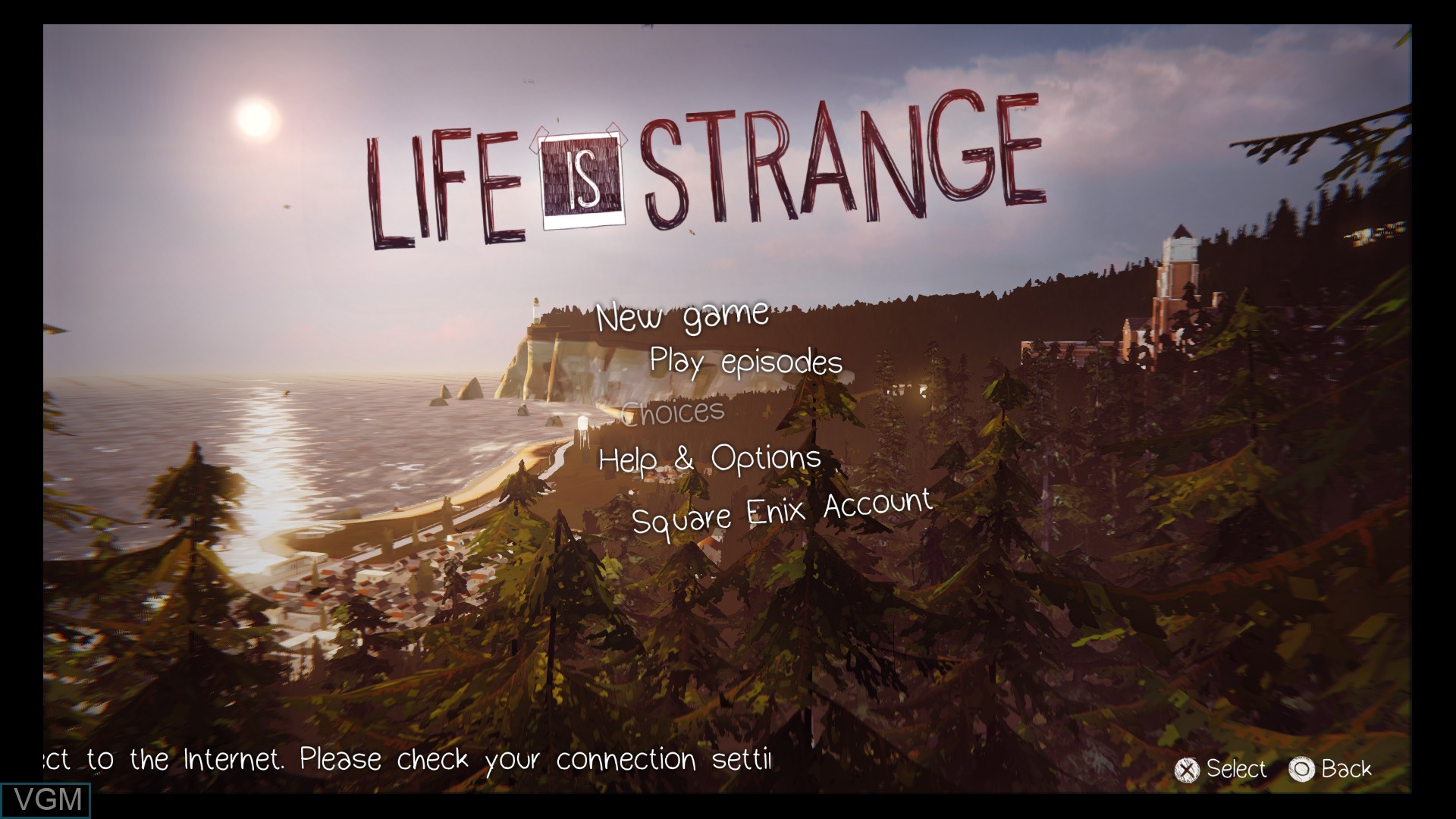 Menu screen of the game Life is Strange on Sony Playstation 4