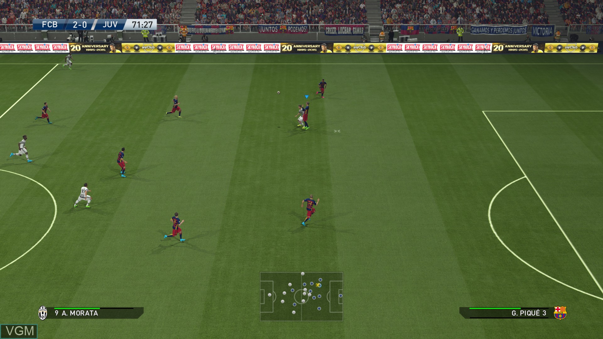 In-game screen of the game Pro Evolution Soccer 2016 on Sony Playstation 4