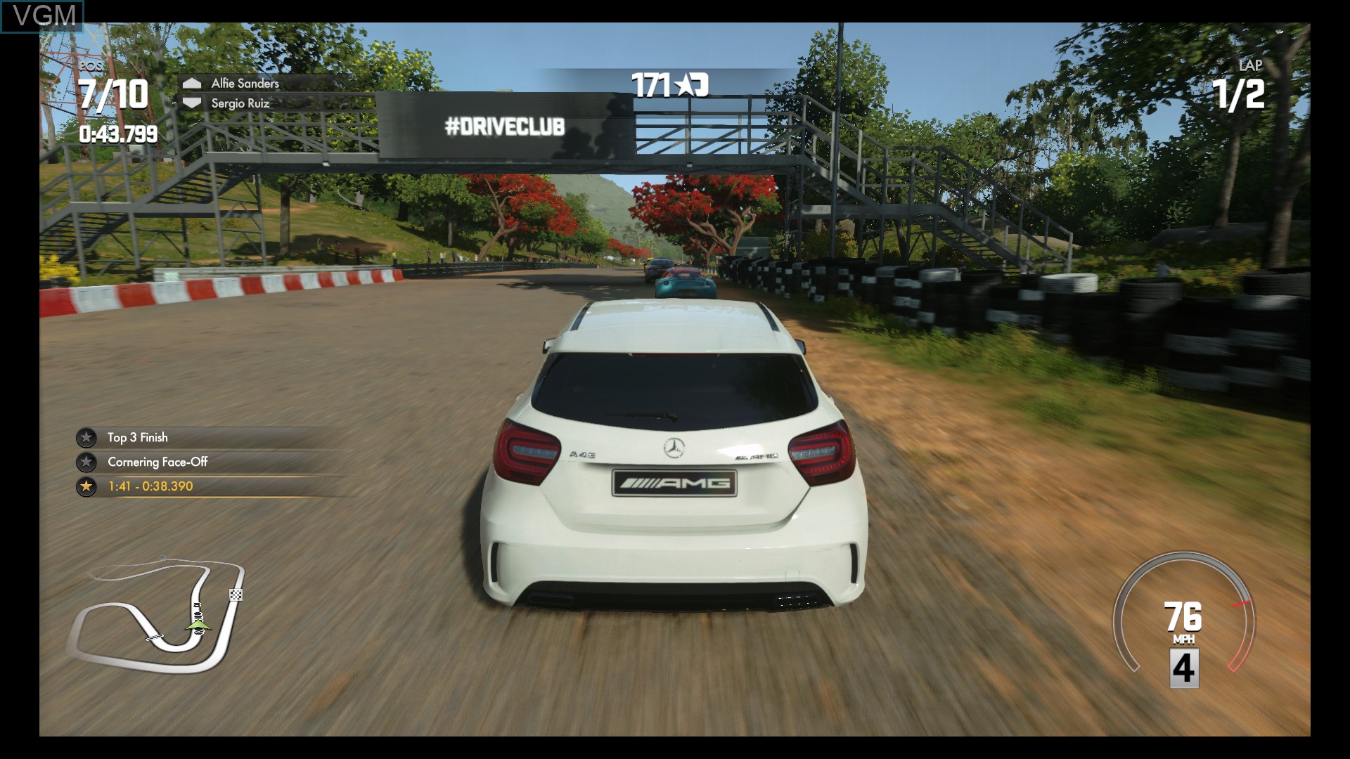 In-game screen of the game Driveclub on Sony Playstation 4