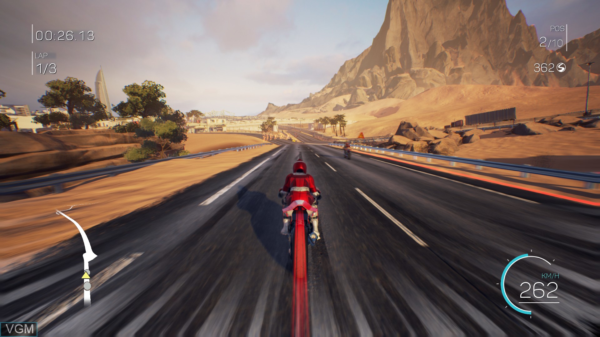 In-game screen of the game Moto Racer 4 on Sony Playstation 4