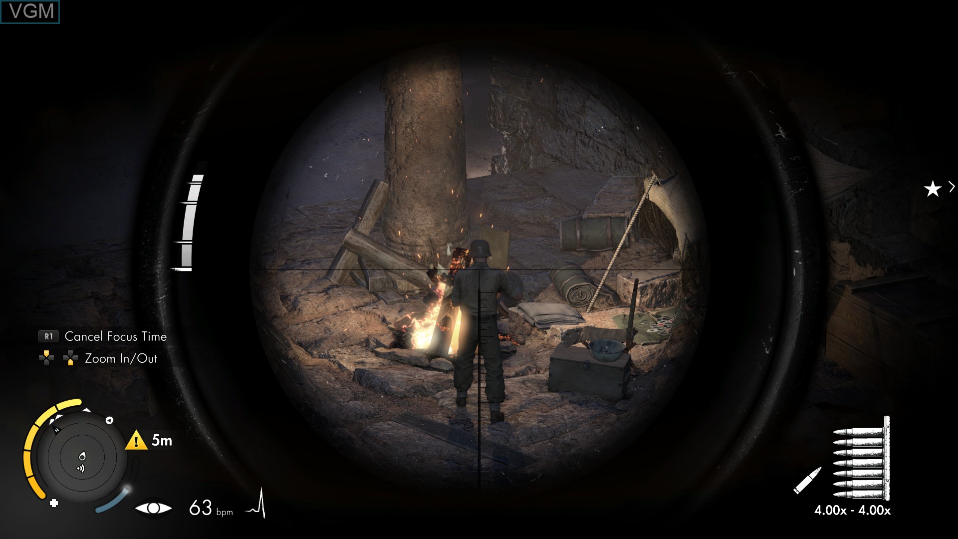 In-game screen of the game Sniper Elite III on Sony Playstation 4