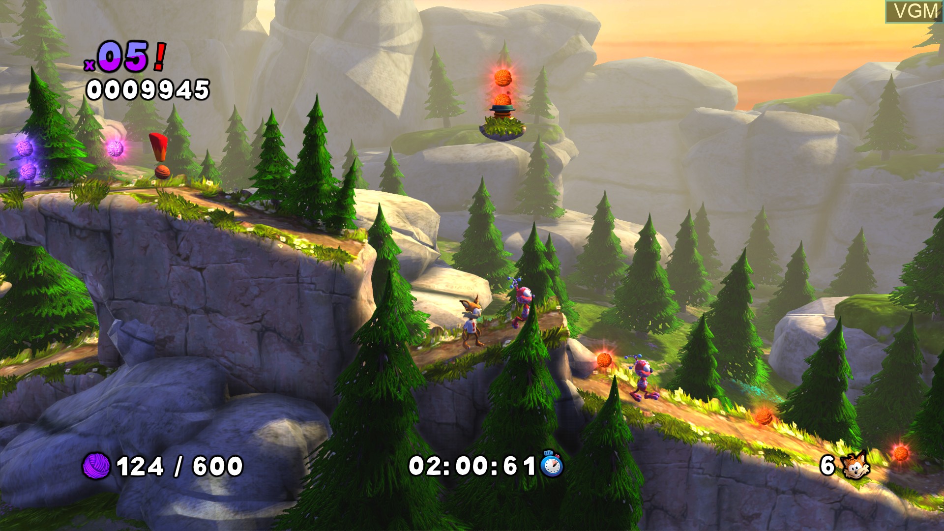 In-game screen of the game Bubsy - The Woolies Strike Back on Sony Playstation 4
