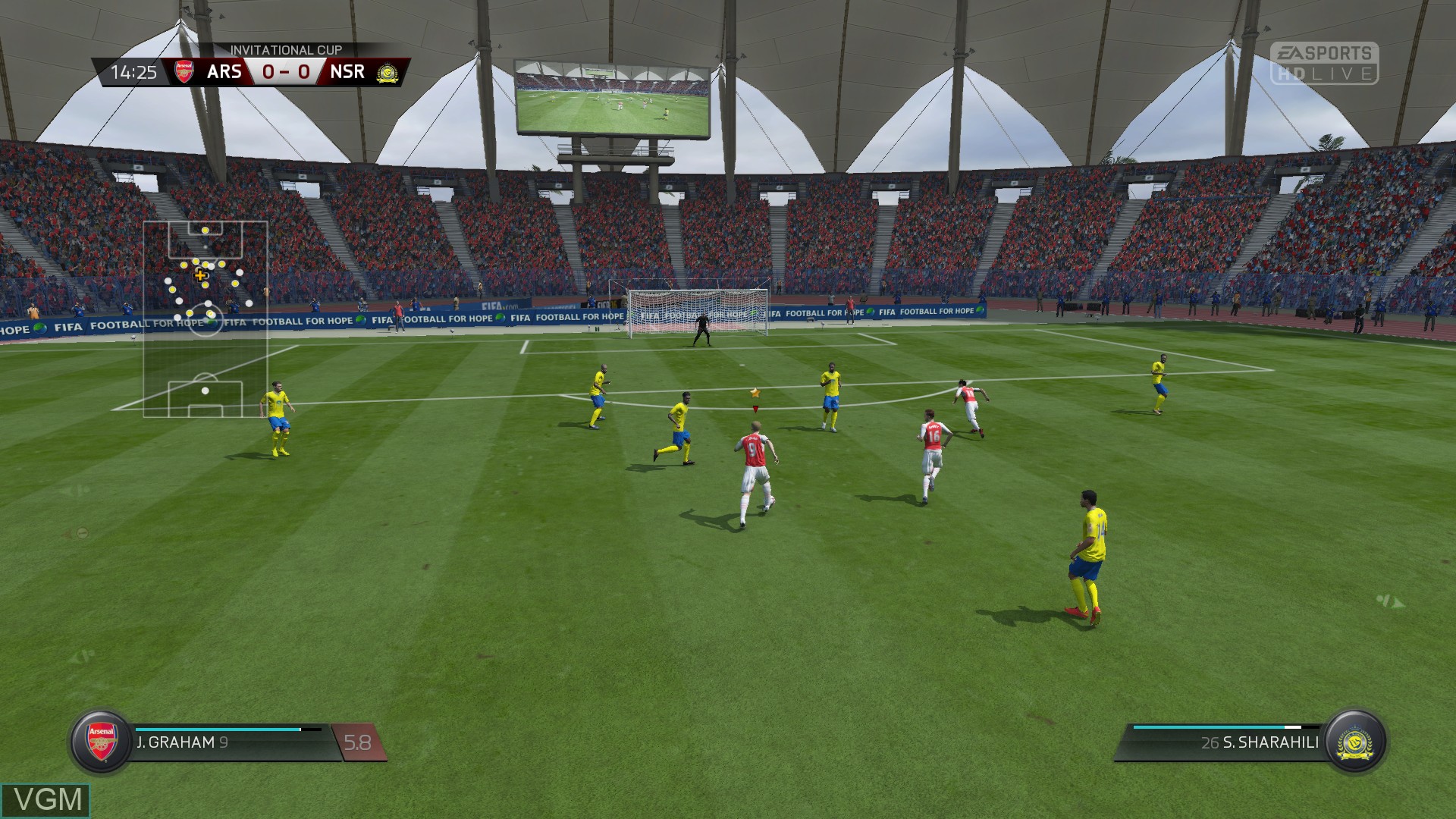 In-game screen of the game FIFA 16 on Sony Playstation 4