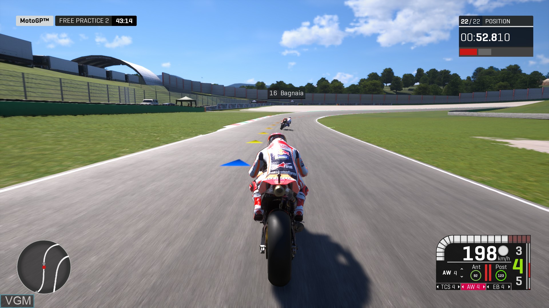 In-game screen of the game MotoGP 19 on Sony Playstation 4