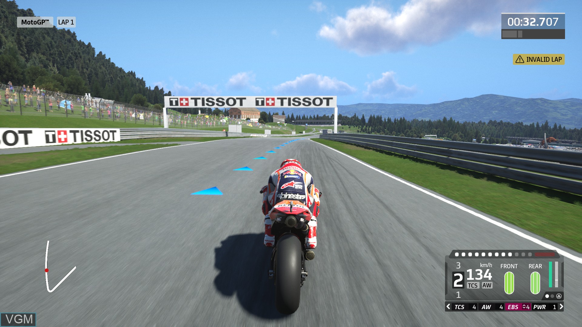 In-game screen of the game MotoGP 20 on Sony Playstation 4