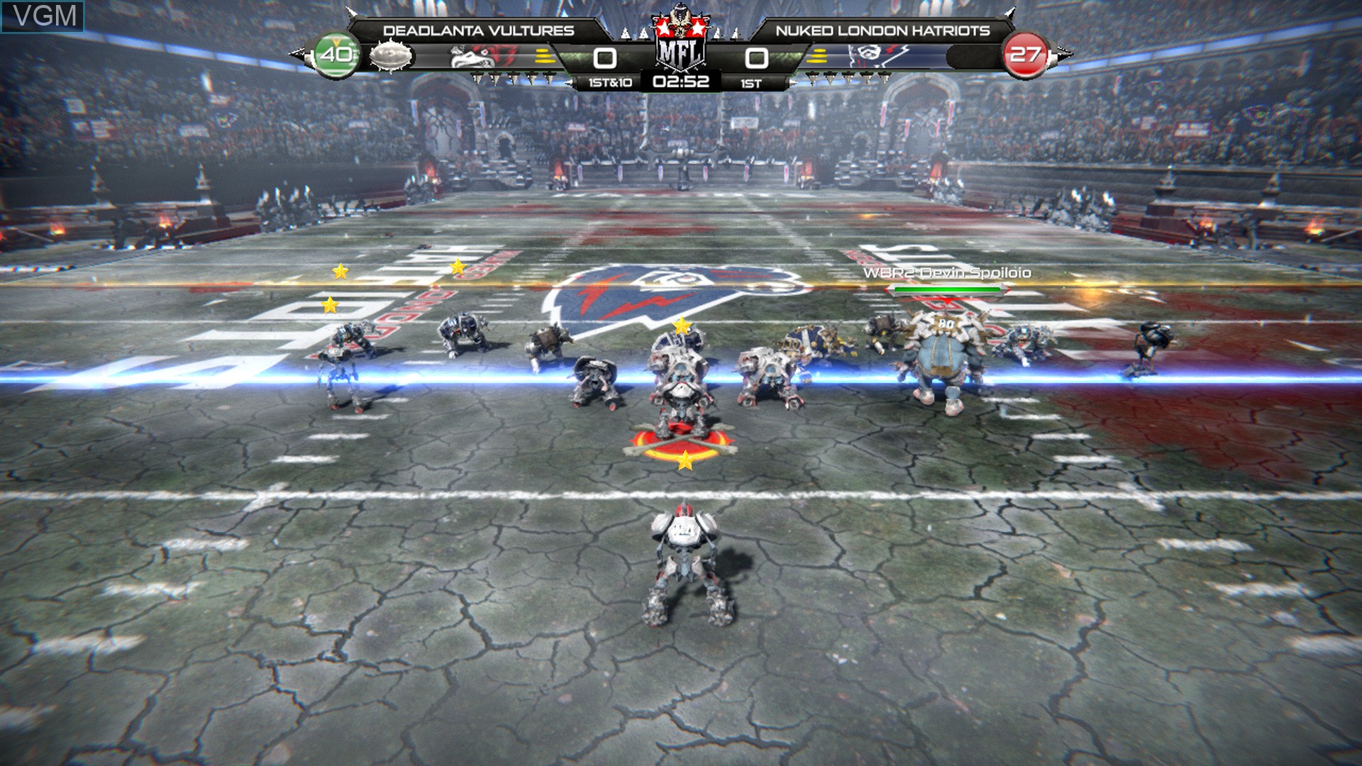 In-game screen of the game Mutant Football League on Sony Playstation 4