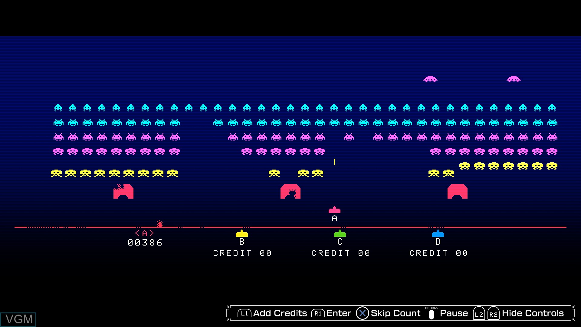 In-game screen of the game Space Invaders Forever on Sony Playstation 4