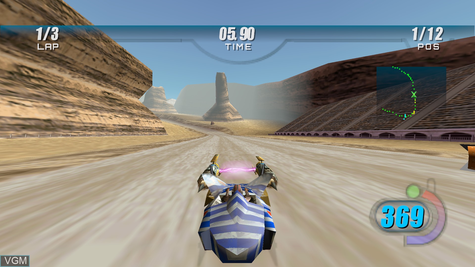 In-game screen of the game Star Wars Episode I - Racer on Sony Playstation 4