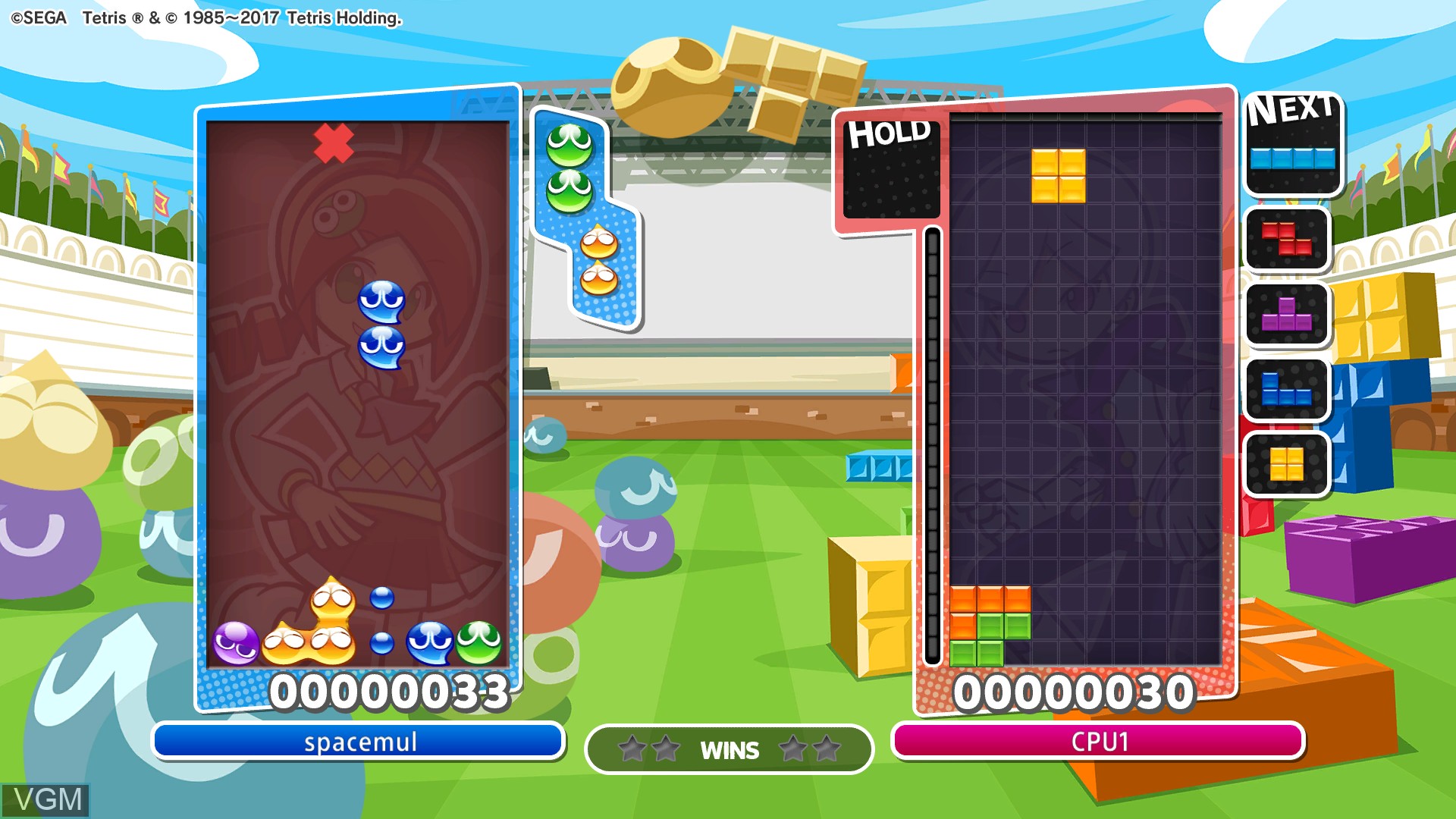 In-game screen of the game Puyo Puyo Tetris on Sony Playstation 4