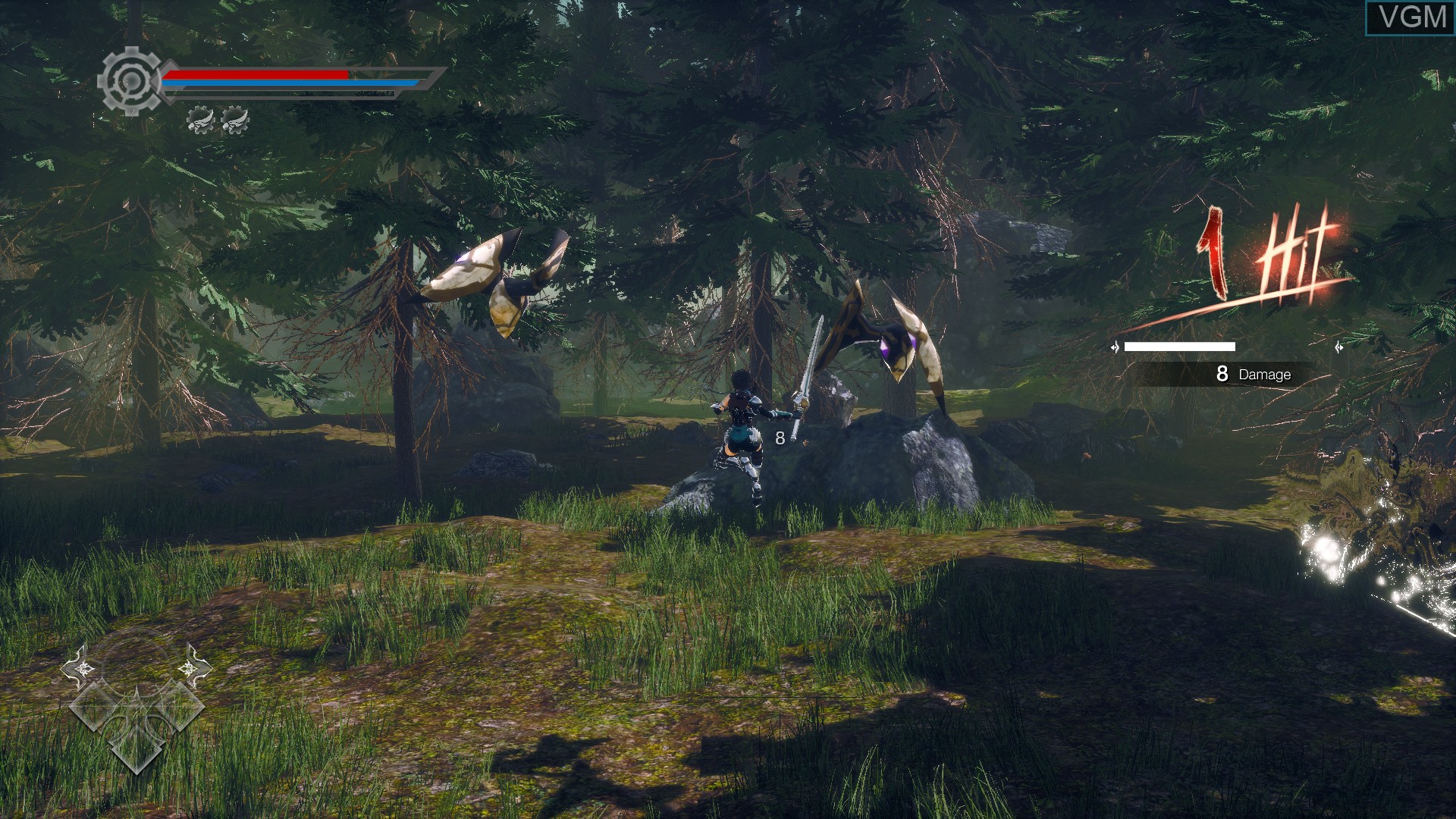 In-game screen of the game AeternoBlade II on Sony Playstation 4