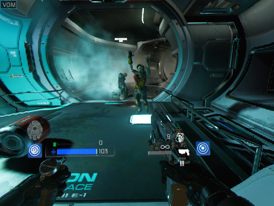 In-game screen of the game DOOM VFR on Sony Playstation 4