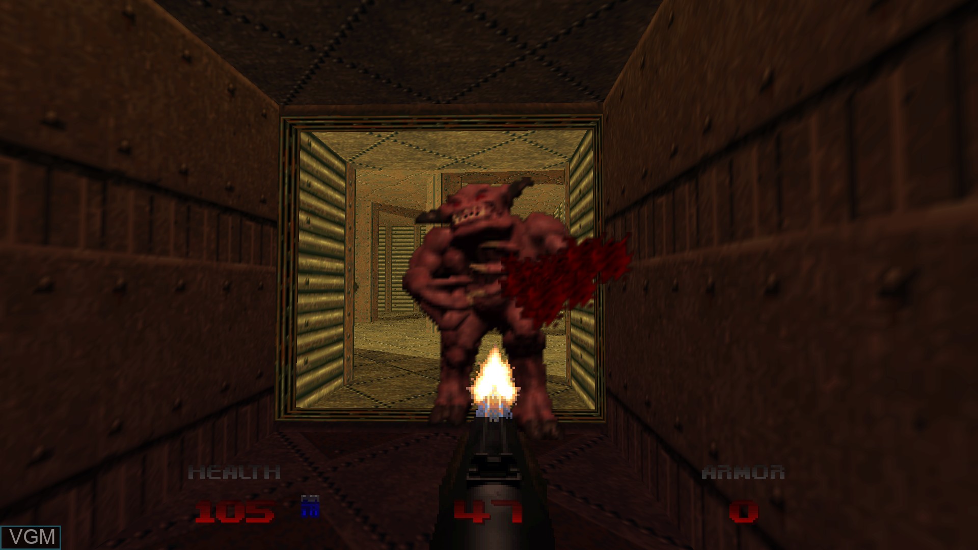 In-game screen of the game DOOM 64 on Sony Playstation 4