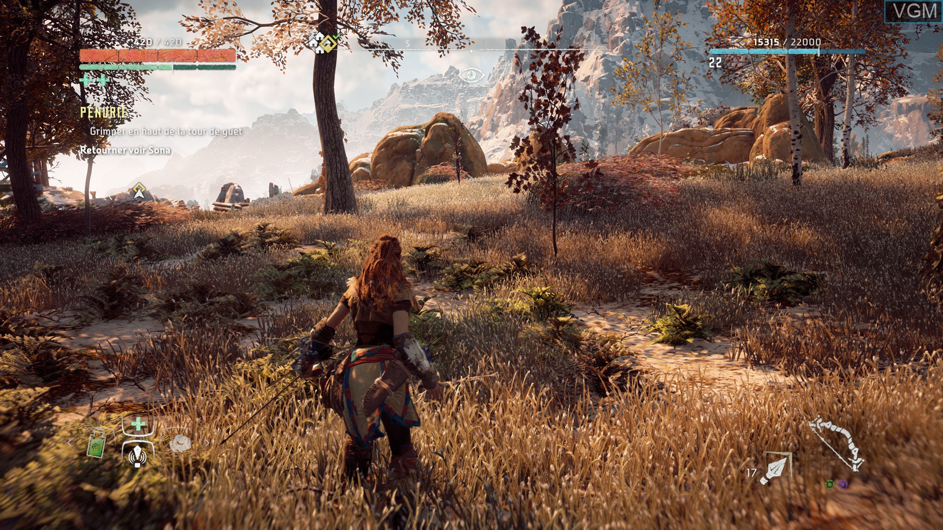 In-game screen of the game Horizon Zero Dawn on Sony Playstation 4
