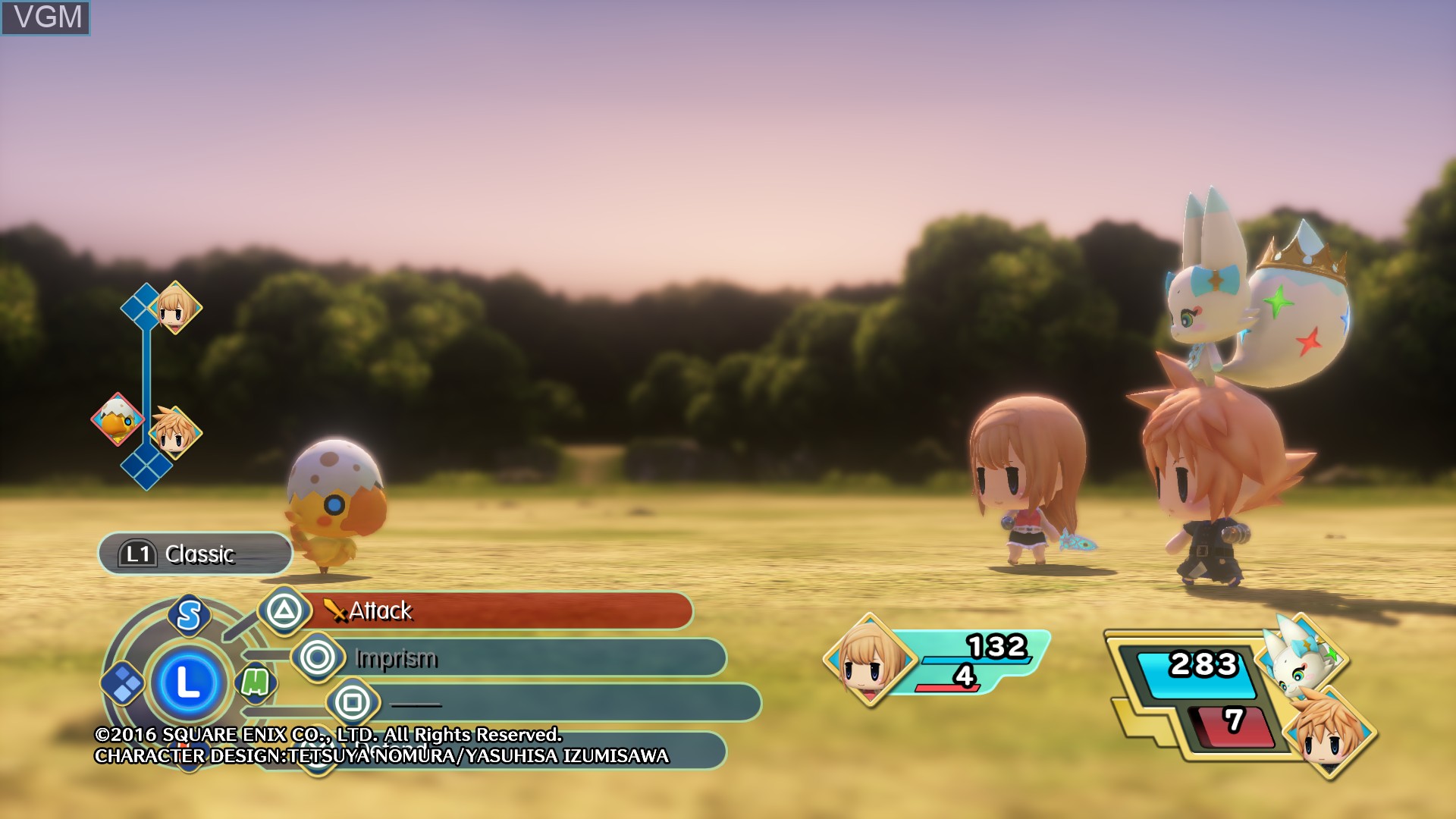 In-game screen of the game World of Final Fantasy on Sony Playstation 4
