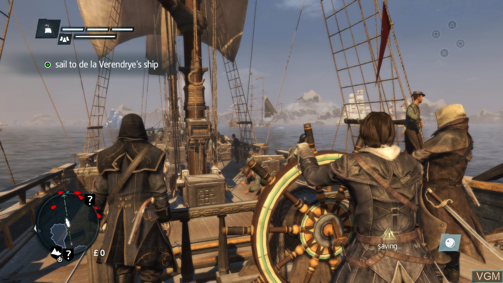 In-game screen of the game Assassin's Creed Rogue Remastered on Sony Playstation 4