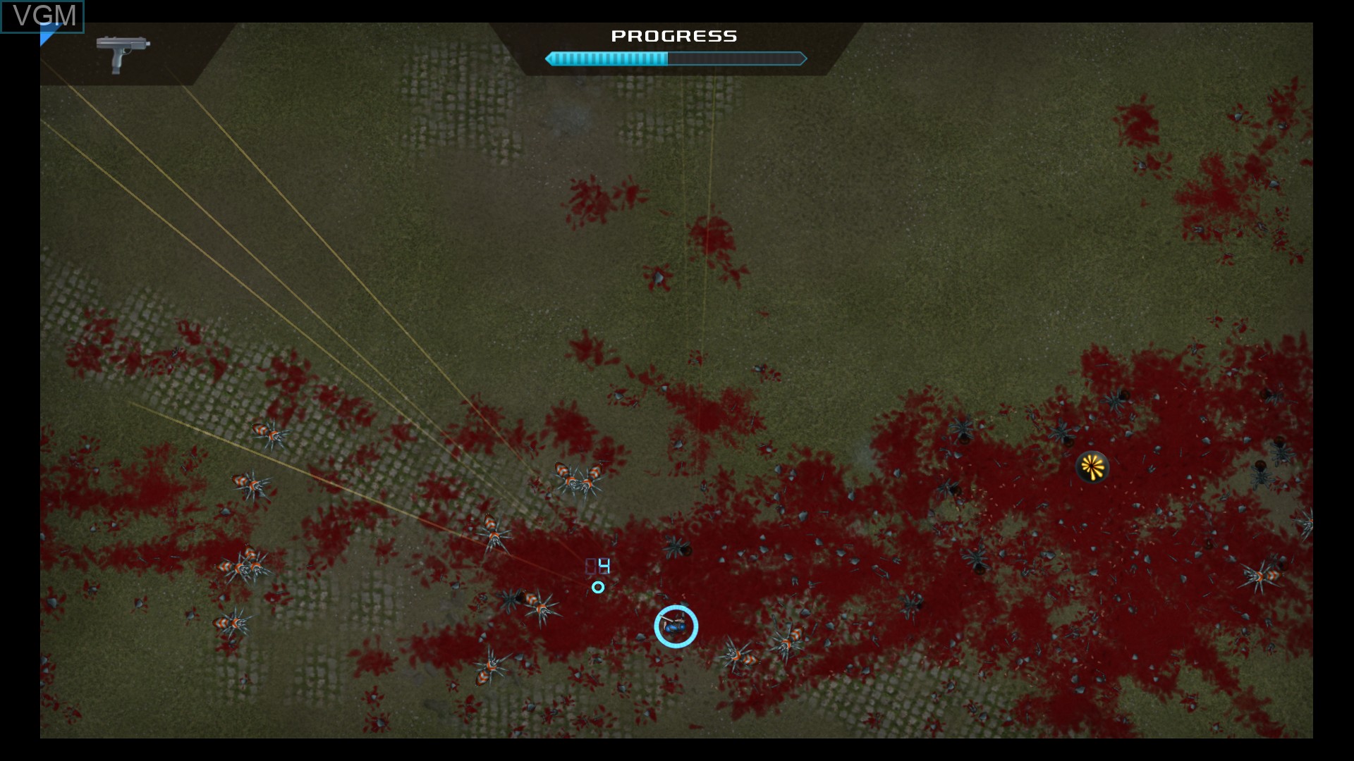 In-game screen of the game Crimsonland on Sony Playstation 4