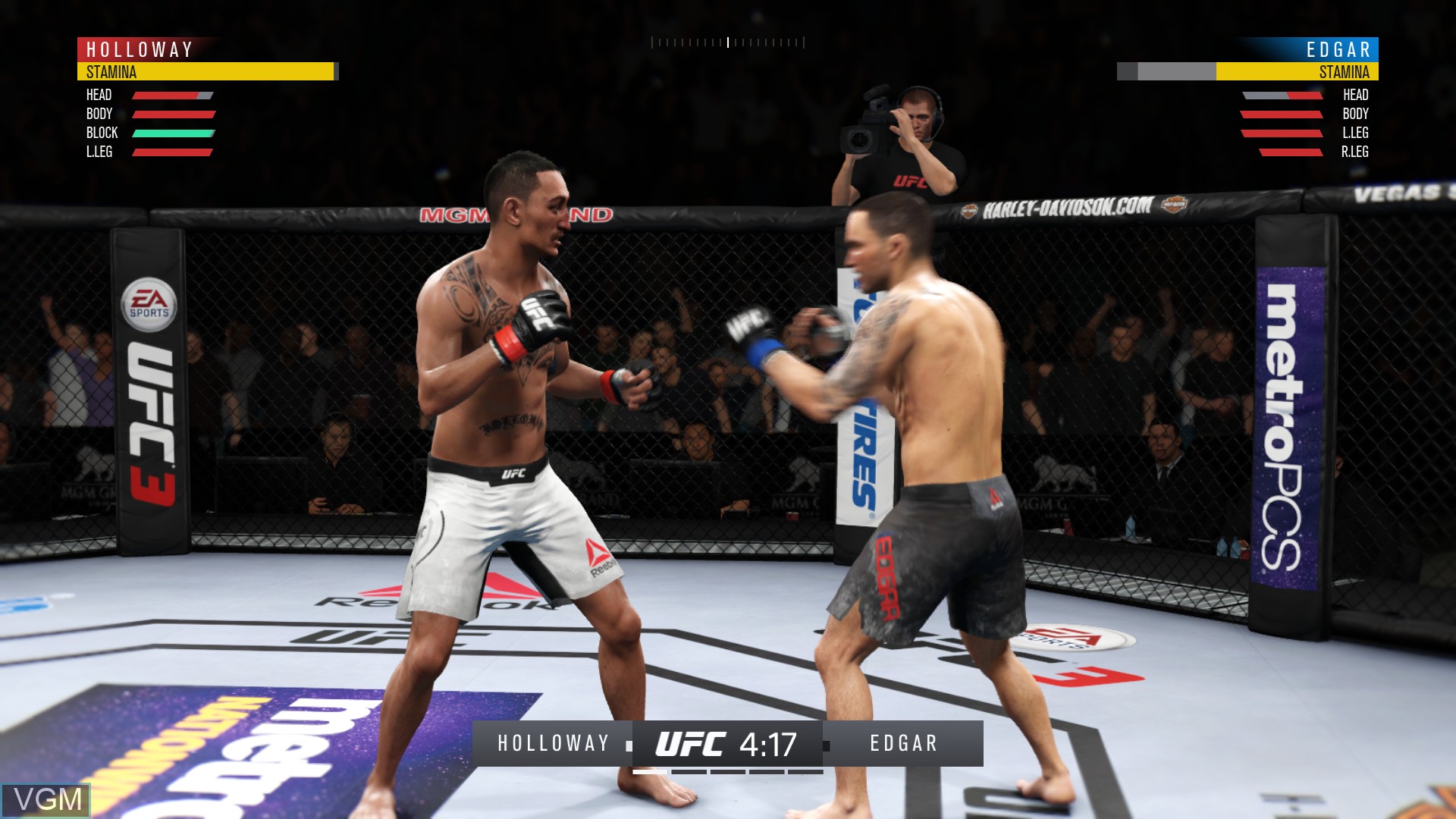 In-game screen of the game EA Sports UFC 3 on Sony Playstation 4