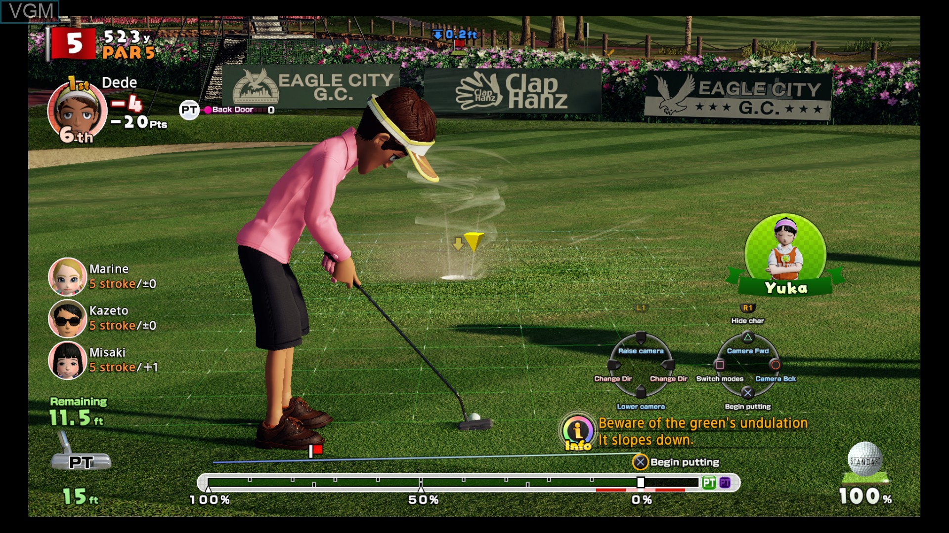 In-game screen of the game Everybody's Golf on Sony Playstation 4