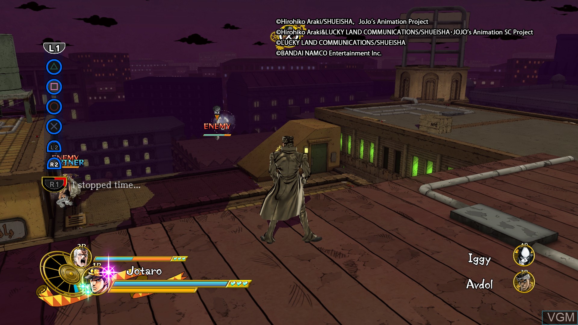 In-game screen of the game JoJo's Bizarre Adventure - Eyes of Heaven on Sony Playstation 4