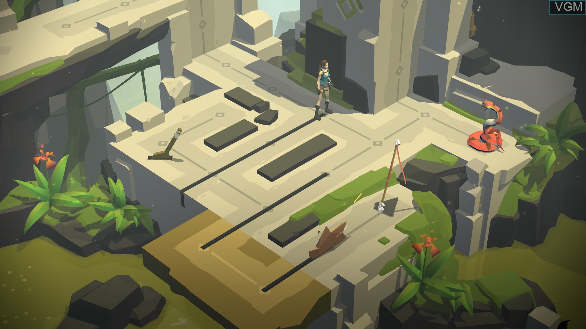 In-game screen of the game Lara Croft GO on Sony Playstation 4