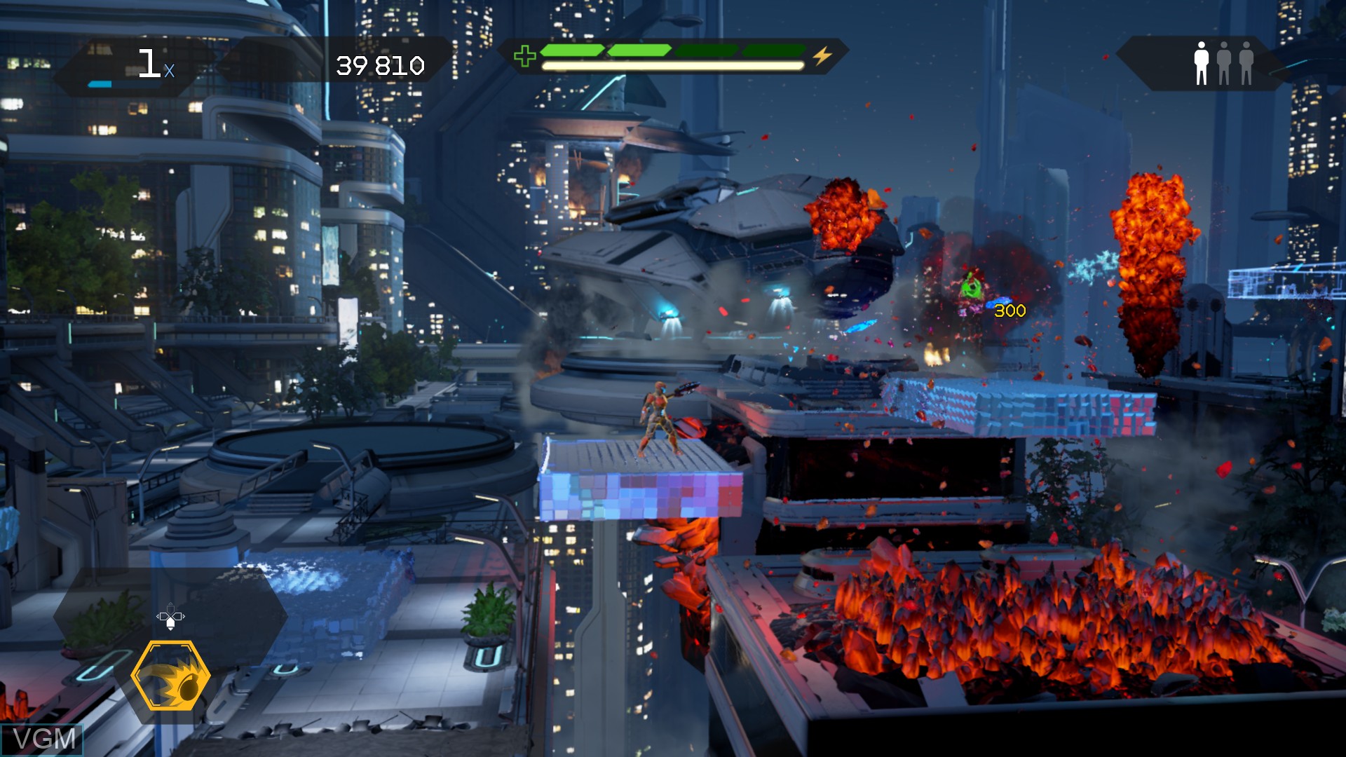In-game screen of the game Matterfall on Sony Playstation 4