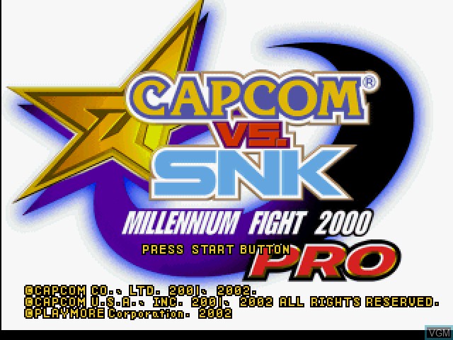 Title screen of the game Capcom vs. SNK Pro on Sony Playstation
