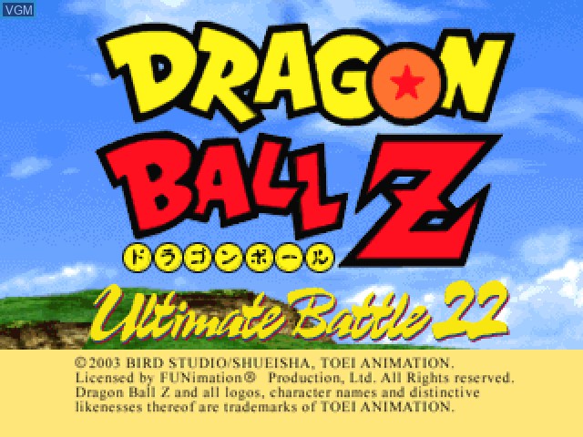 Title screen of the game Dragon Ball Z - Ultimate Battle 22 on Sony Playstation