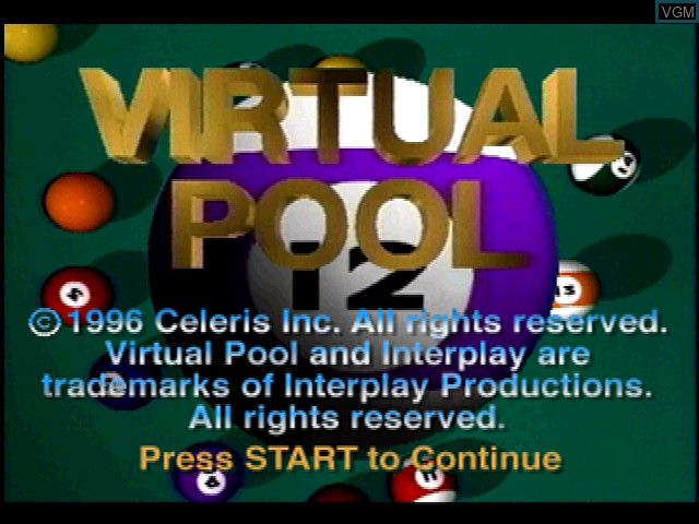 Title screen of the game Virtual Pool on Sony Playstation