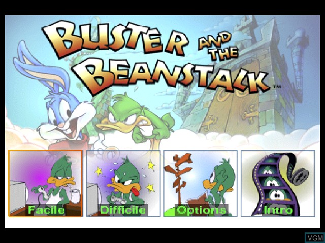 Title screen of the game Tiny Toon Adventures - Buster and the Beanstalk on Sony Playstation