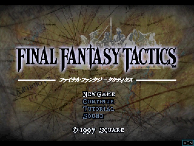 Title screen of the game Final Fantasy Tactics on Sony Playstation