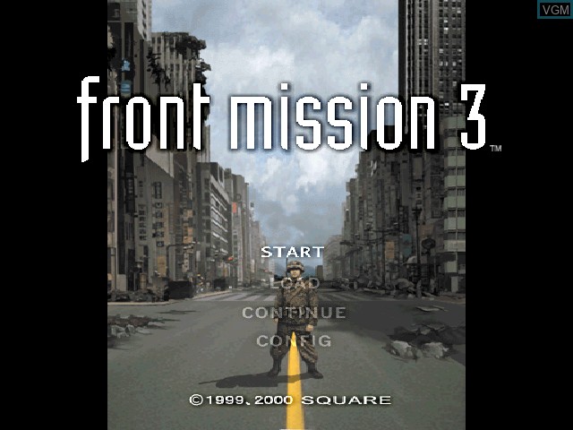 Title screen of the game Front Mission 3 on Sony Playstation