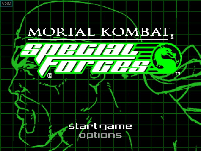 Title screen of the game Mortal Kombat - Special Forces on Sony Playstation