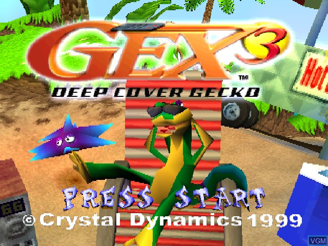 Title screen of the game Gex - Deep Cover Gecko on Sony Playstation