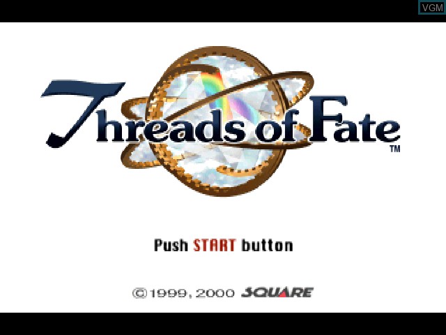Title screen of the game Threads of Fate on Sony Playstation