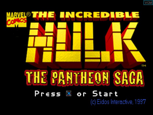 Title screen of the game Incredible Hulk, The - The Pantheon Saga on Sony Playstation