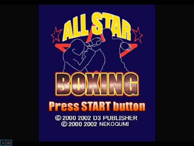 Title screen of the game All Star Boxing on Sony Playstation