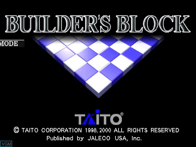 Title screen of the game Builder's Block on Sony Playstation
