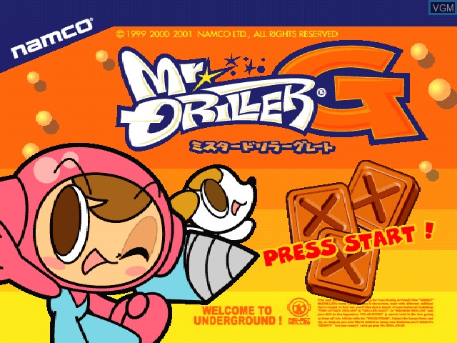 Title screen of the game Mr. Driller Great on Sony Playstation