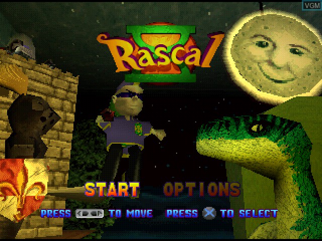 Title screen of the game Rascal on Sony Playstation