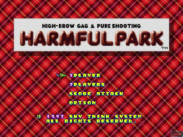 Title screen of the game Harmful Park on Sony Playstation