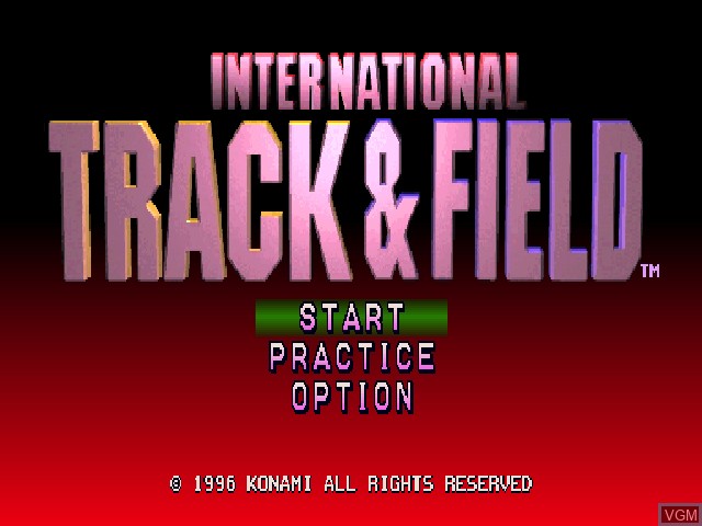 Title screen of the game International Track & Field on Sony Playstation
