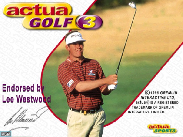 Title screen of the game Actua Golf 3 on Sony Playstation