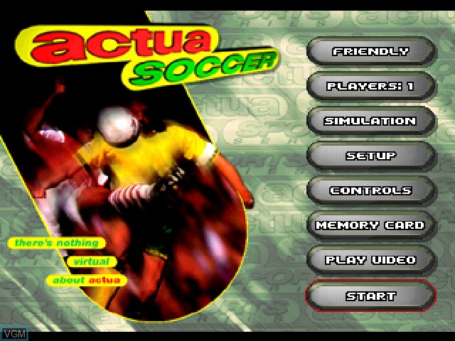 Title screen of the game Actua Soccer on Sony Playstation