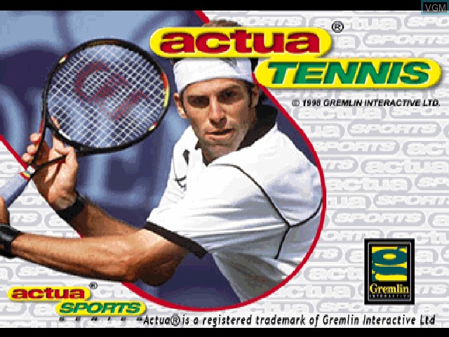Title screen of the game Actua Tennis on Sony Playstation
